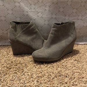 Grey 2 inch heel ankle booties